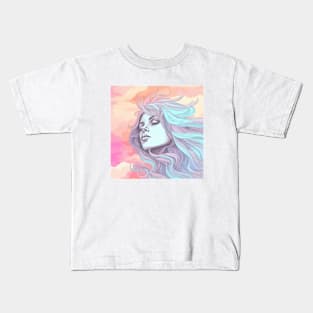 Pastel Girl Portrait #2 Kids T-Shirt